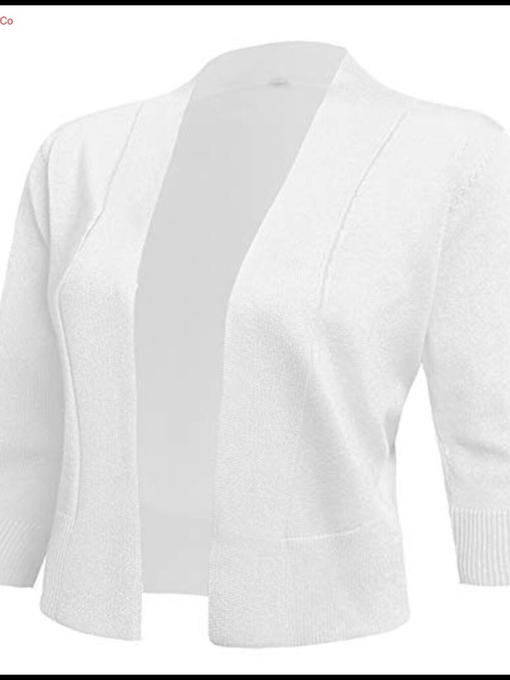 3/4 Sleeve Cropped Cardigan Shrug Open Front Ribbed Knit Layer